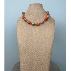 ❌sold ❌NWOT Coral Stone and Silver Metal Bead Set